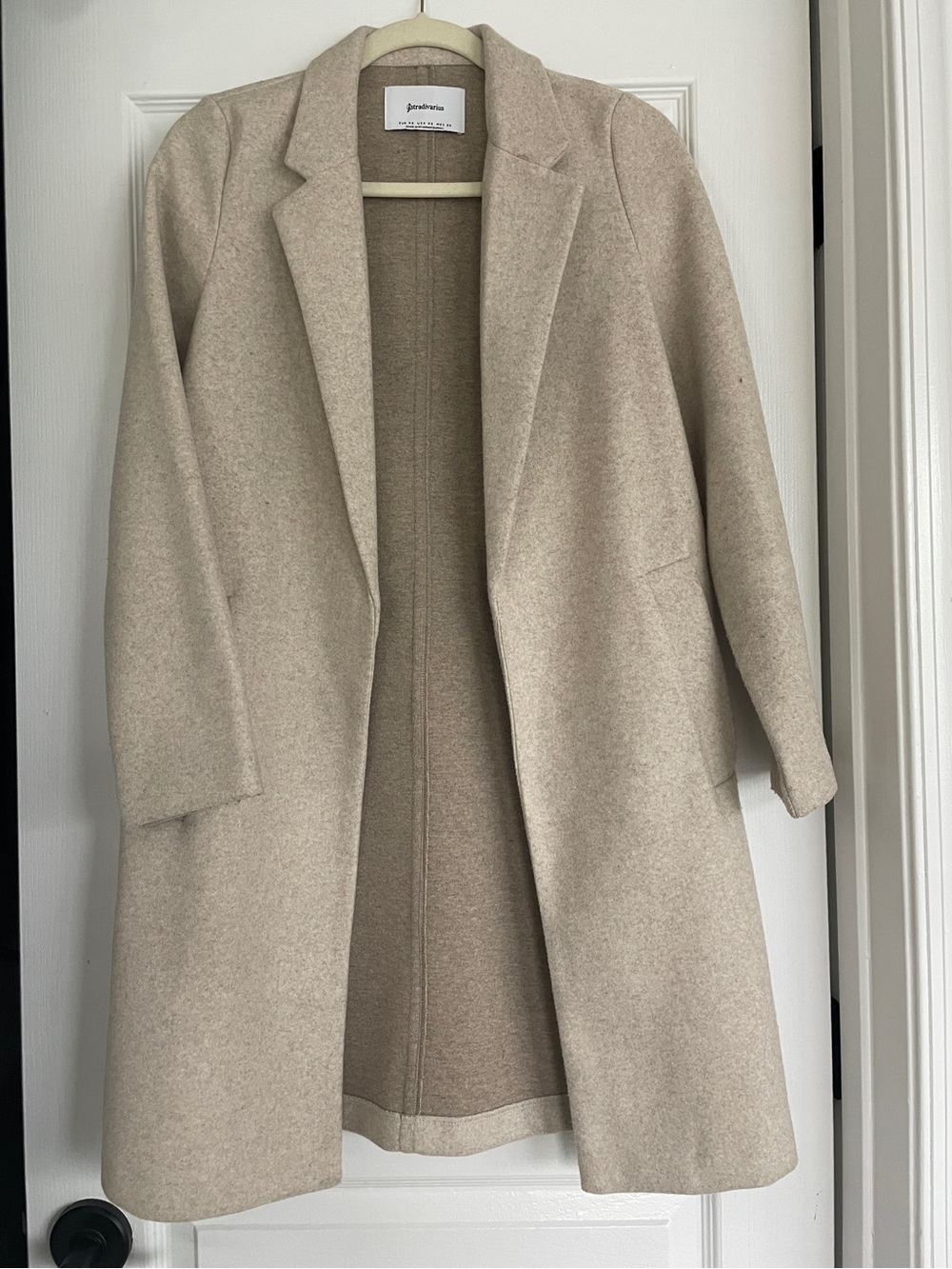 stradivarius knit coat in ecru